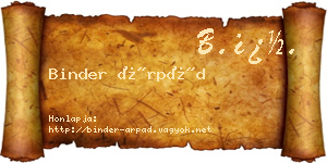 Binder Árpád névjegykártya