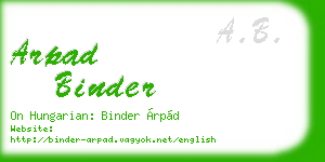 arpad binder business card
